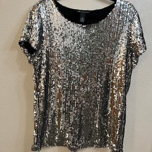 INC silver sequins top